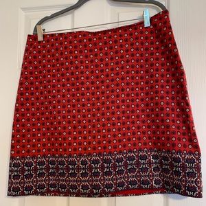 Talbots red print skirt, size 14